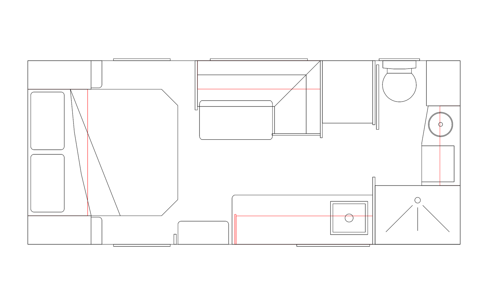 Option RV 17'6 MD couples caravan floorplan