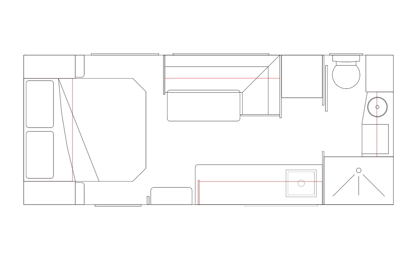 Option RV 18'6 MD Reversed Kitchen couples caravan floorplan