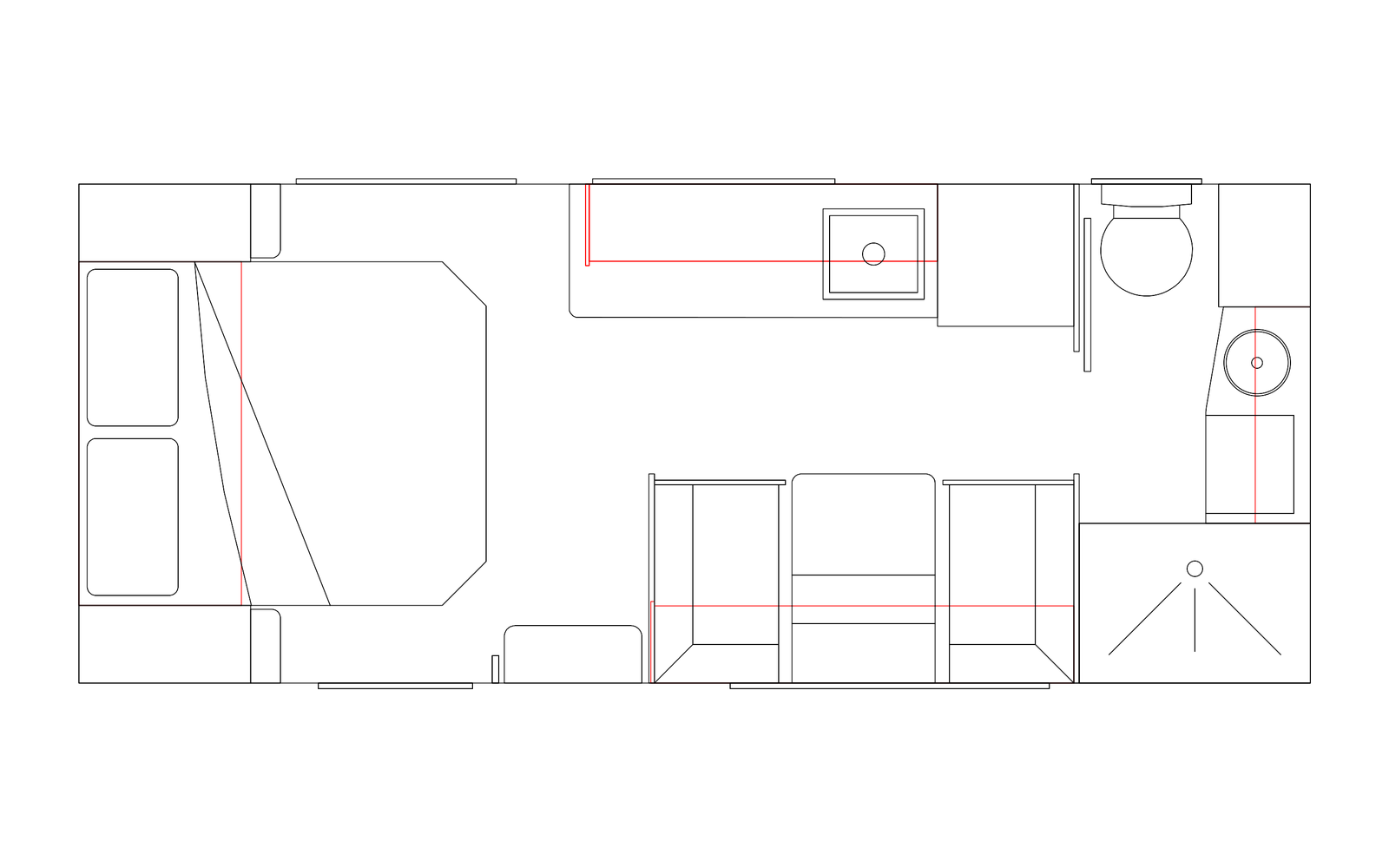 Option RV 18'6 MD couples caravan floorplan