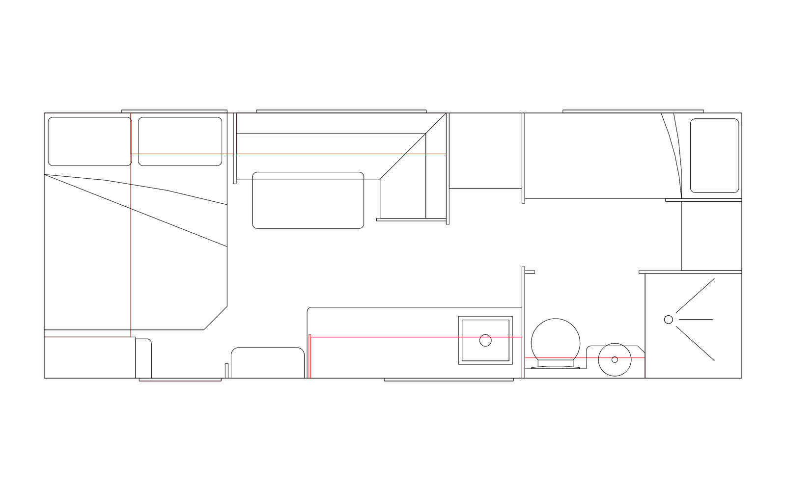 Option RV 19'6 E/W family caravan floorplan