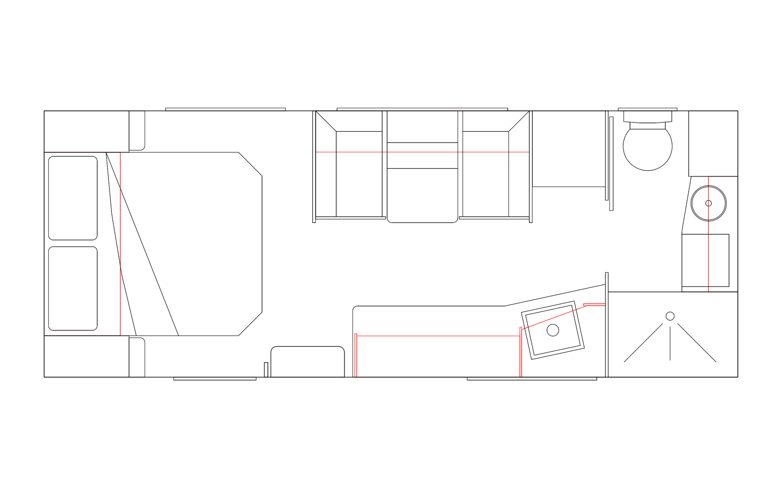 Option RV 19'6 MD Angled Kitchen couples caravan floorplan