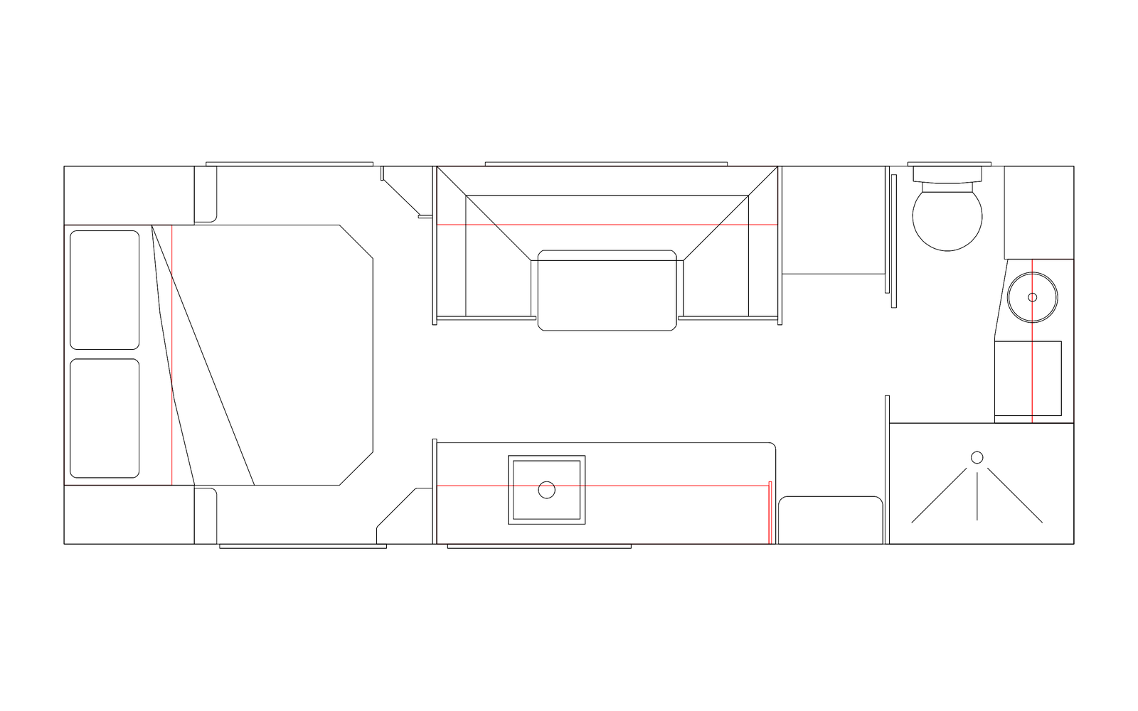 Option RV 20' RD Side Club Lounge couples caravan floorplan