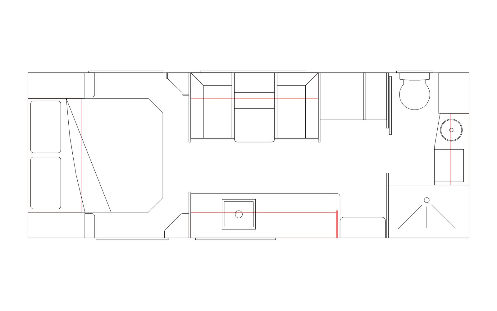 Option RV 20' RD Straight Kitchen couples caravan floorplan