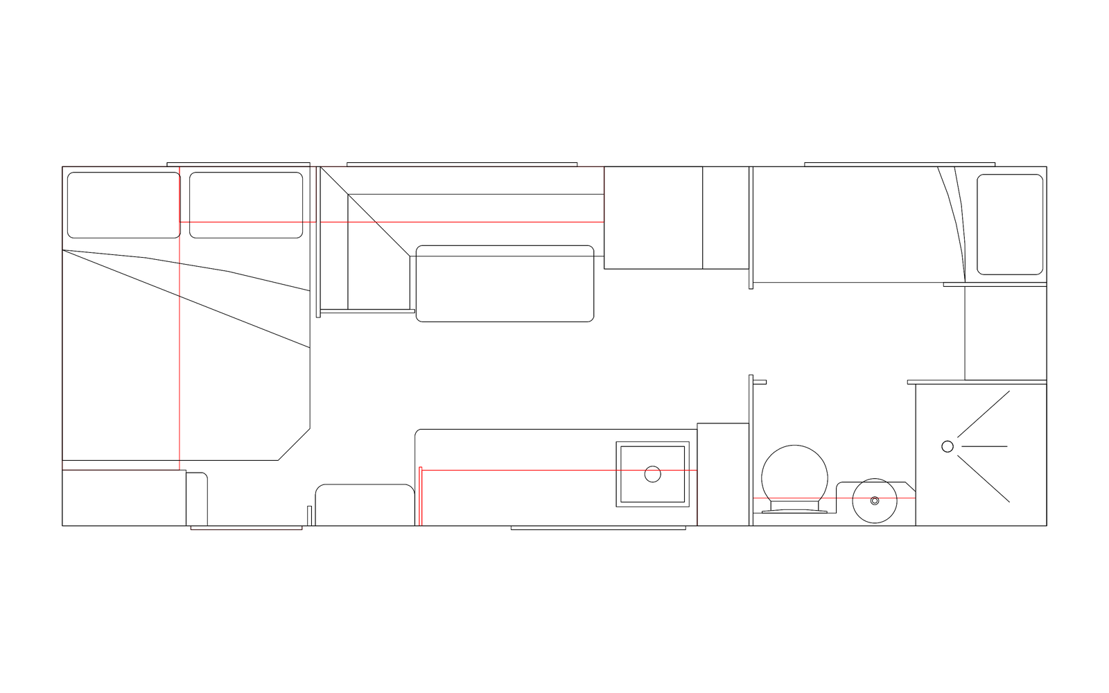 Option RV 20'6 E/W family caravan floorplan