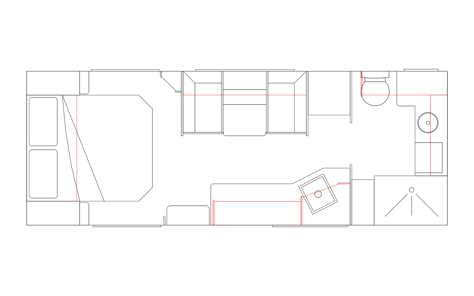 Option RV 20'6 MD Big Bathroom couples caravan floorplan