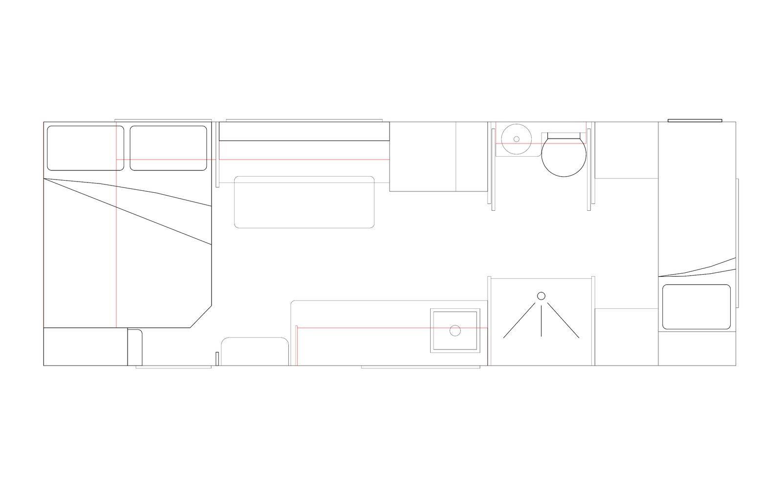Option RV 21'3 E/W Rear Bunk family caravan floorplan