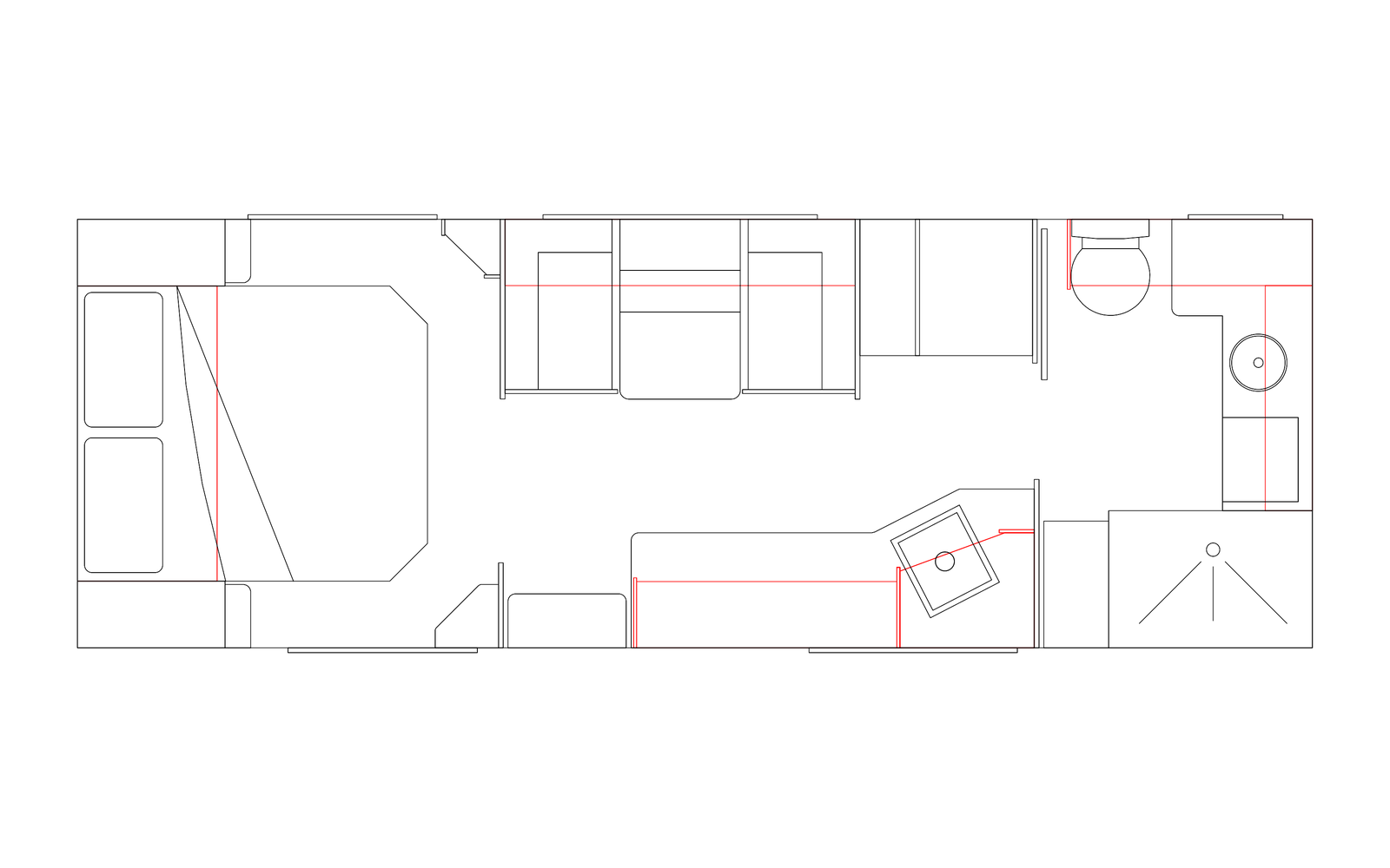 Option RV 21'6 MD Big Bathroom couples caravan floorplan