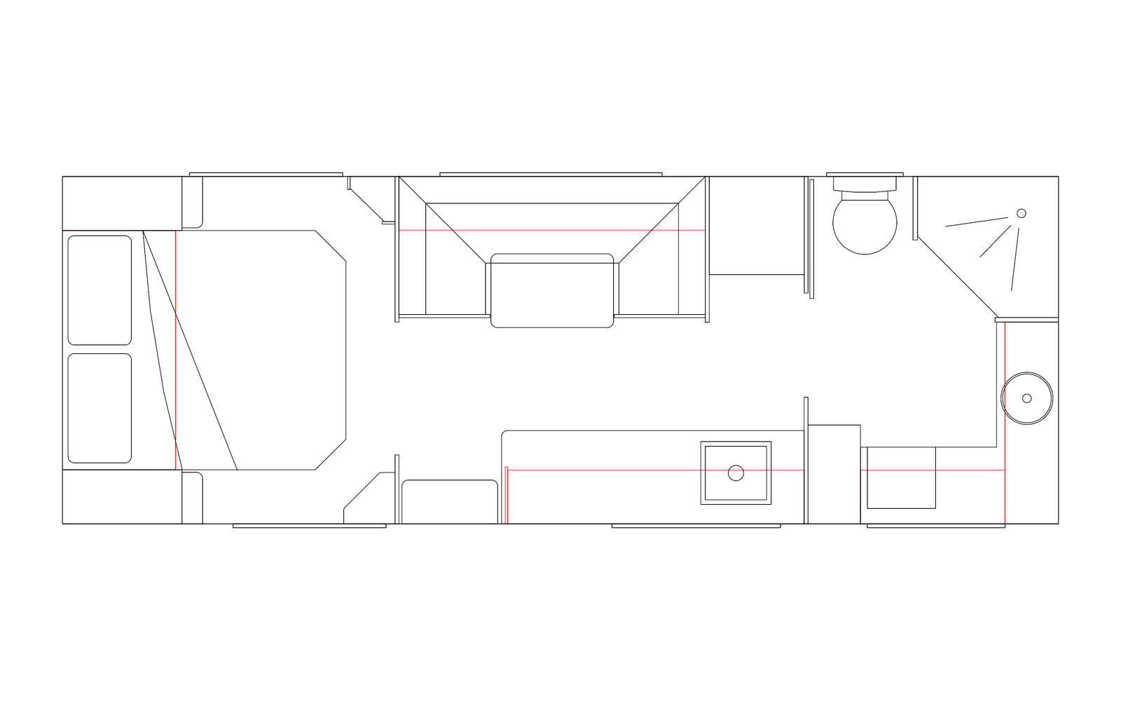 Option RV 21'6 MD Club Lounge B/B couples caravan floorplan