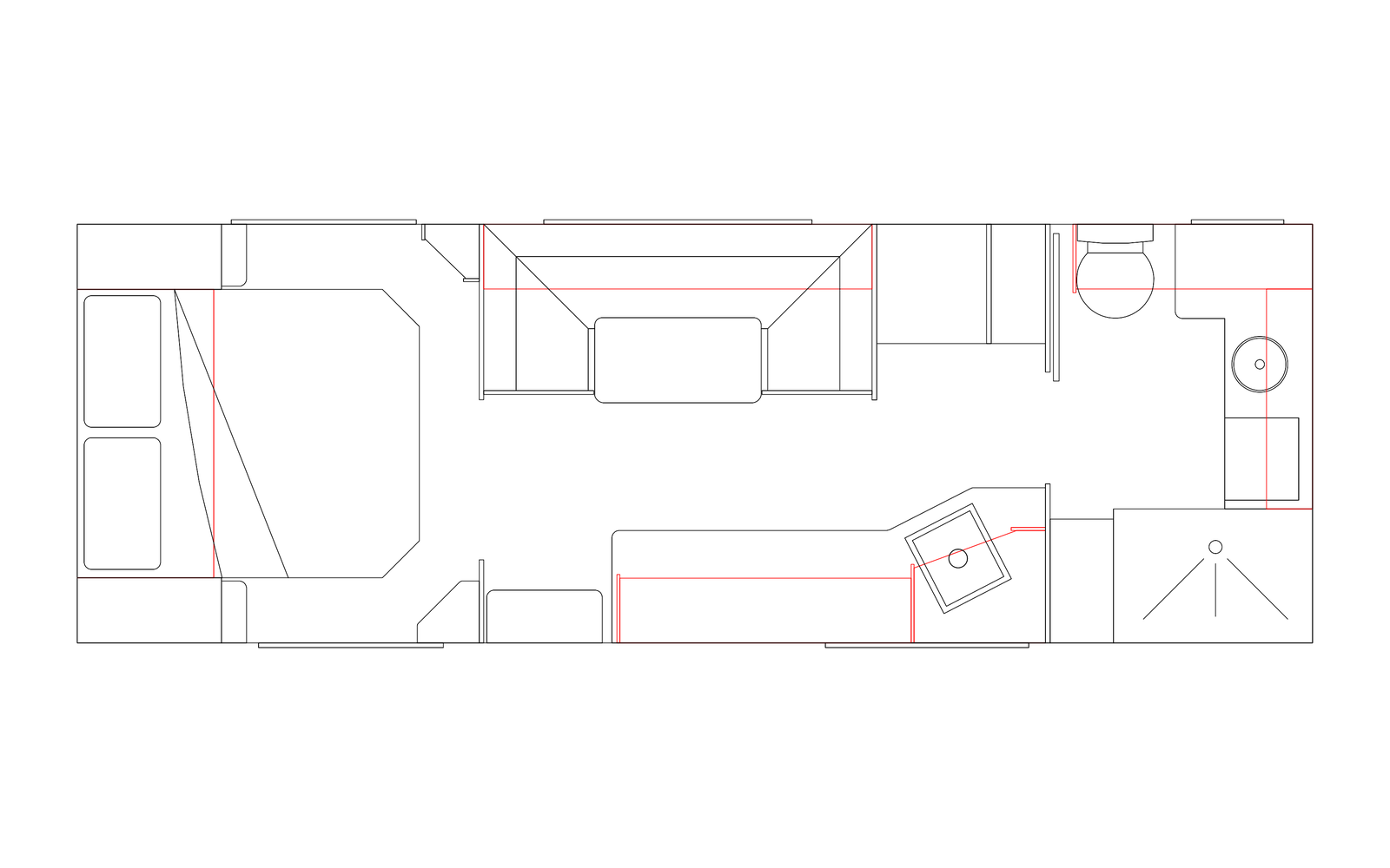 Option RV 22' MD Side Club Lounge couples caravan floorplan