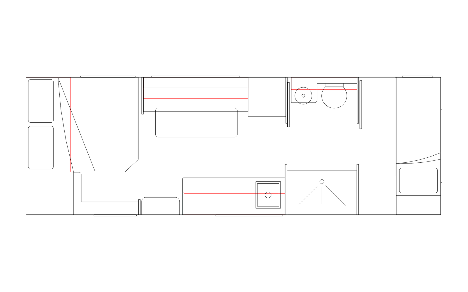 Option RV 22'6 Rear Bunk family caravan floorplan